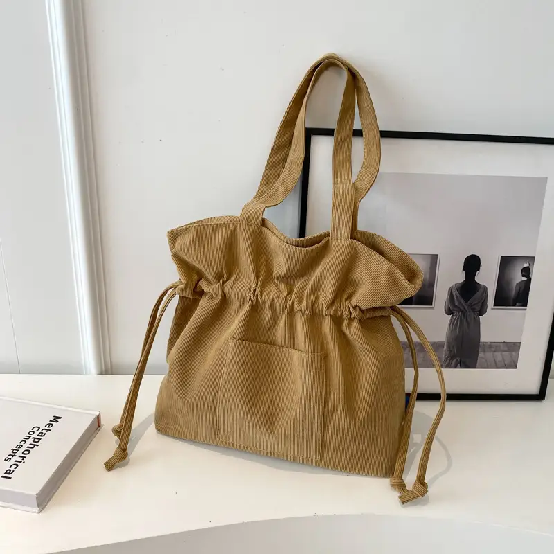 Women Drawstring Tote Bag Beige 2026 New - Image 5