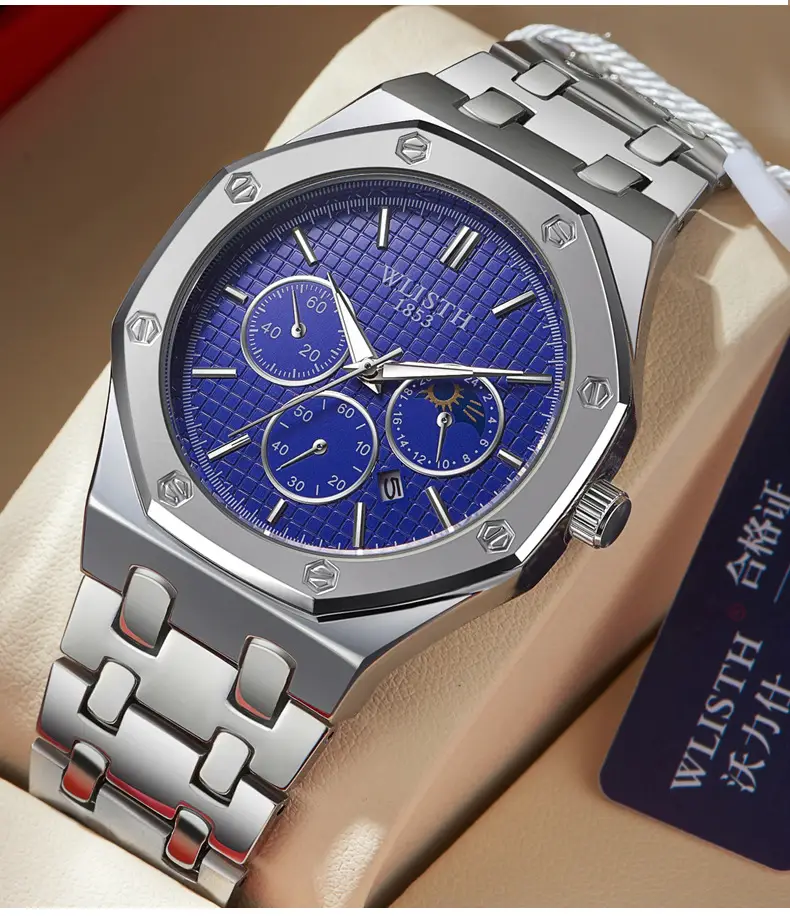 Men's Glow-In-Dark Waterproof Watch with Stainless Steel Band — feature 15