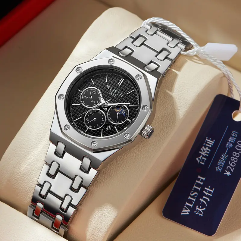 Men's Glow-In-Dark Waterproof Watch with Stainless Steel Band - Image 6