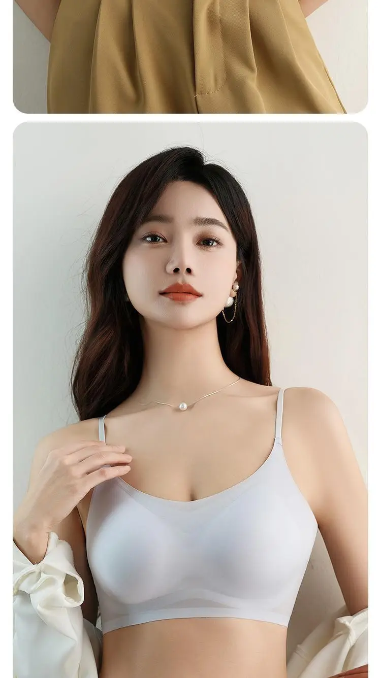 Summer Ultra-thin Traceless Underwear Women's Non-steel Ring Gathering Cool Ice Silk Breathable Soft Support Vest Beauty Back Bra — feature 19