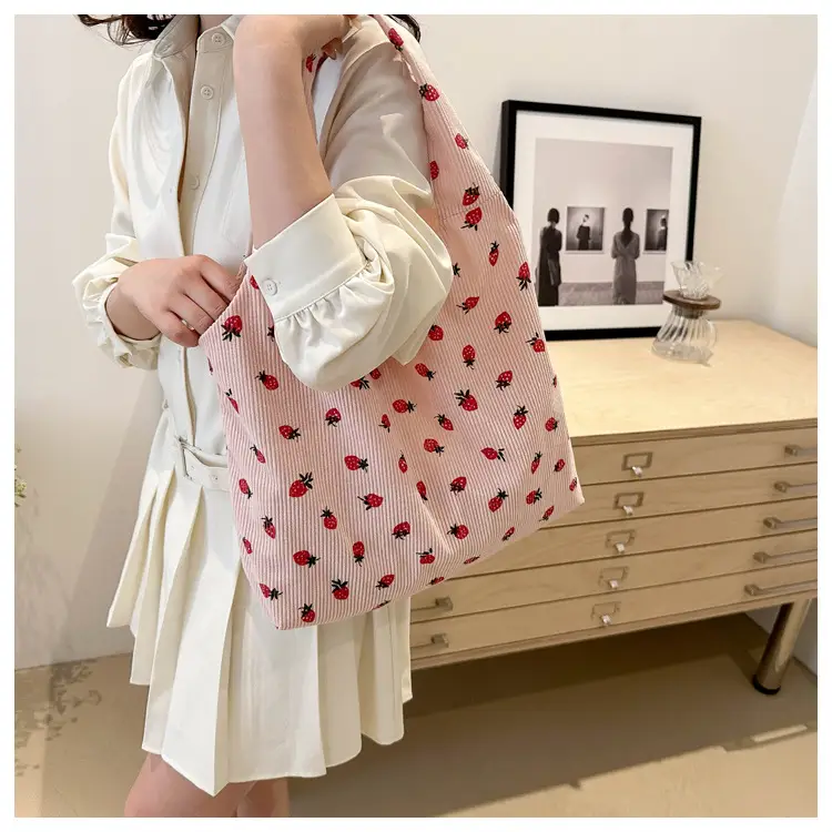 Corduroy Printed Handbag for Women Large Capacity — feature 10