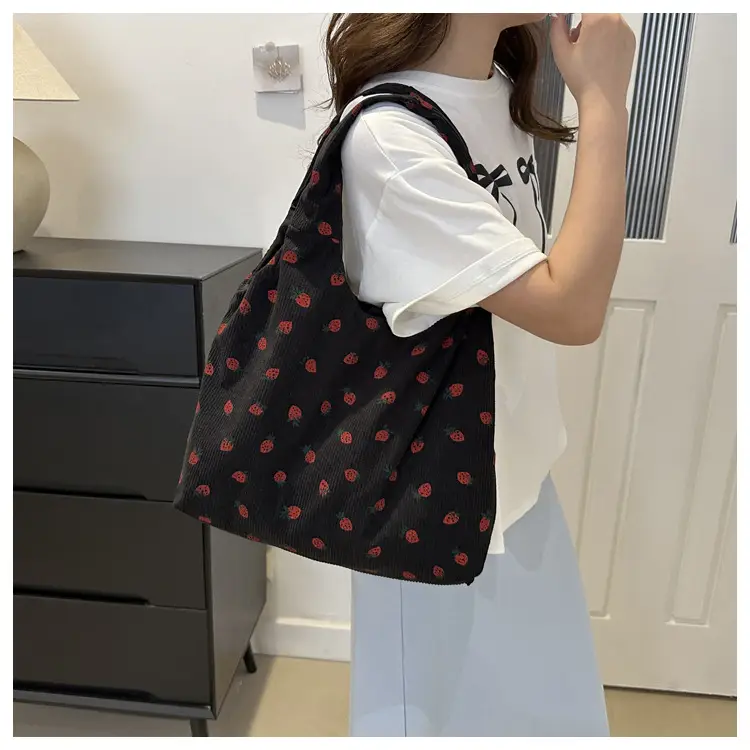 Corduroy Printed Handbag for Women Large Capacity — feature 13