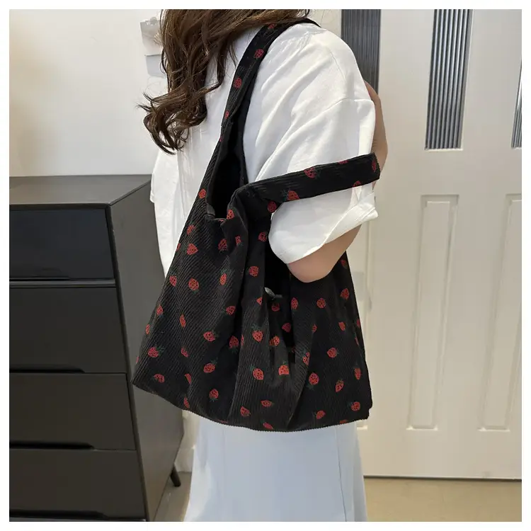 Corduroy Printed Handbag for Women Large Capacity — feature 14