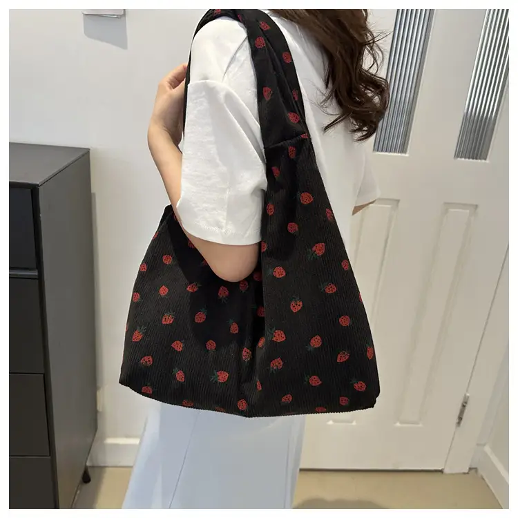 Corduroy Printed Handbag for Women Large Capacity — feature 15