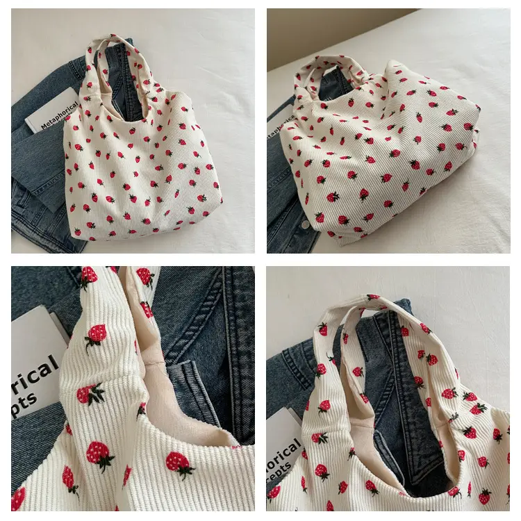 Corduroy Printed Handbag for Women Large Capacity — feature 16