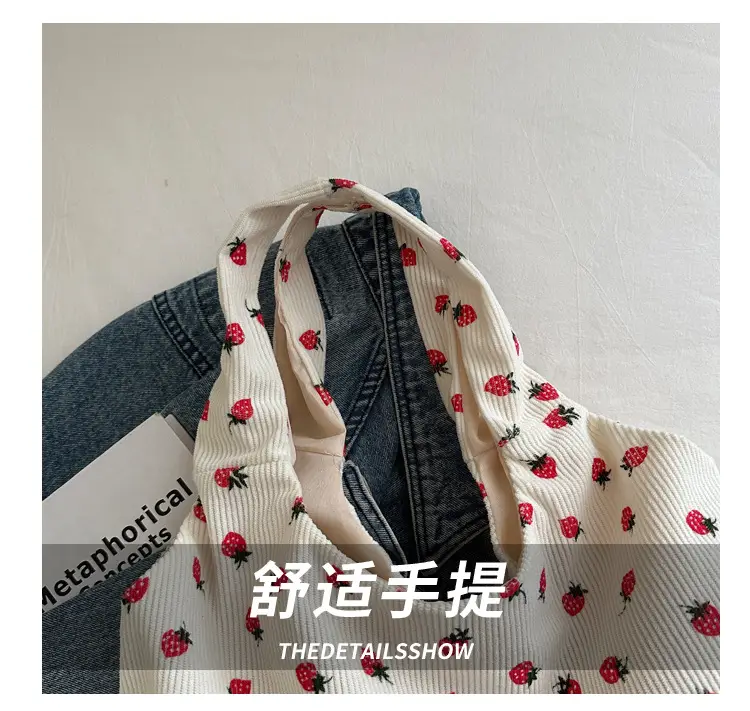 Corduroy Printed Handbag for Women Large Capacity — feature 4