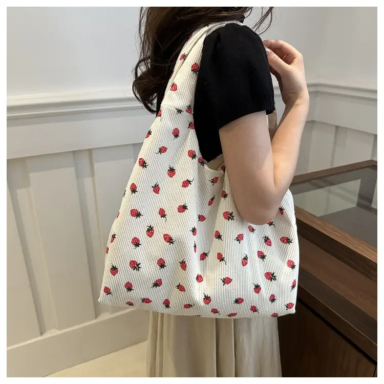 Corduroy Printed Handbag for Women Large Capacity — feature 9