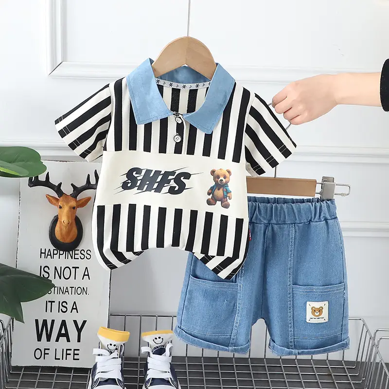 Boys Striped Shorts T-Shirt Set Summer 2024 - Image 2
