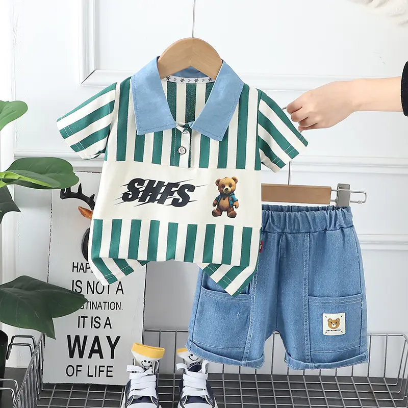 Boys Striped Shorts T-Shirt Set Summer 2024 - Image 3