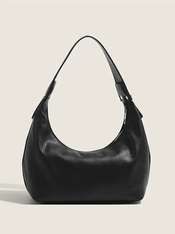 Black Leather Underarm Bag for Women