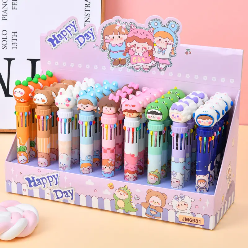 Ten Color Ballpoint Pen Cartoon Cute Creative Multicolor Ballpoint Pen Press Color Multi-function Pen — feature 1