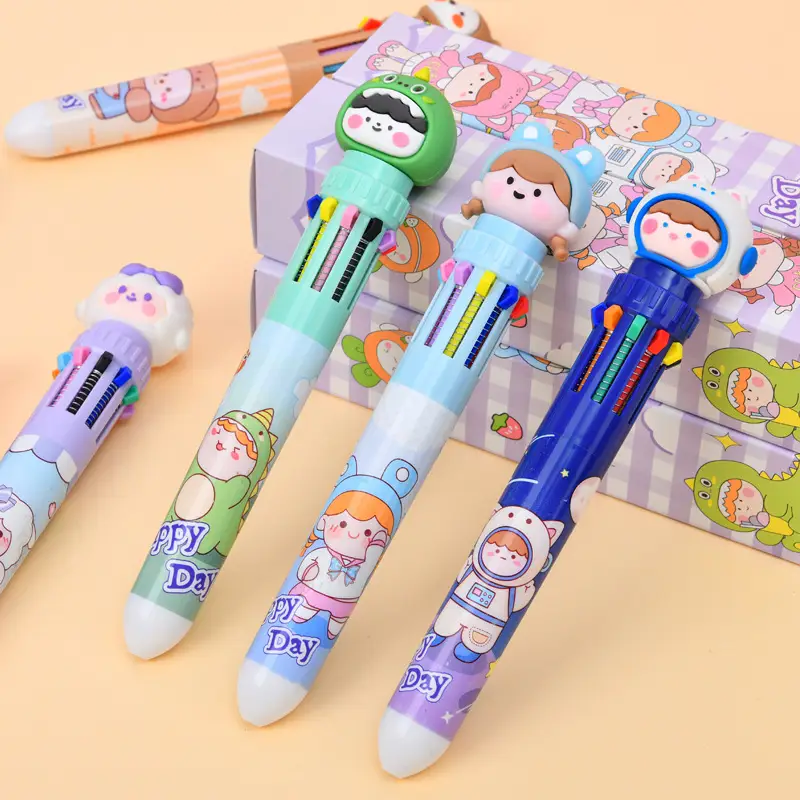 Ten Color Ballpoint Pen Cartoon Cute Creative Multicolor Ballpoint Pen Press Color Multi-function Pen — feature 10