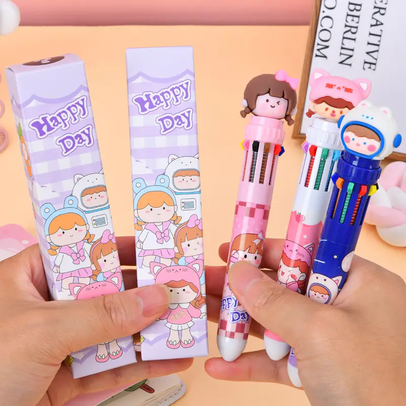 Ten Color Ballpoint Pen Cartoon Cute Creative Multicolor Ballpoint Pen Press Color Multi-function Pen — feature 4