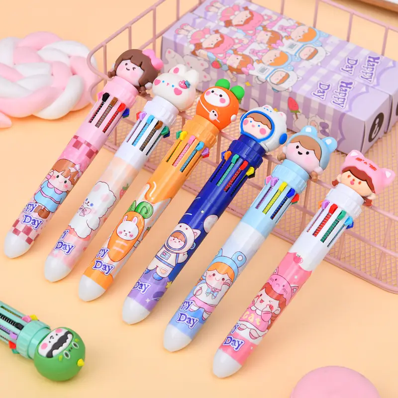 Ten Color Ballpoint Pen Cartoon Cute Creative Multicolor Ballpoint Pen Press Color Multi-function Pen — feature 5