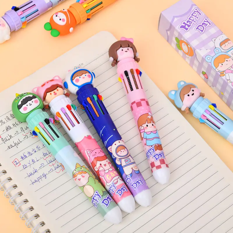 Ten Color Ballpoint Pen Cartoon Cute Creative Multicolor Ballpoint Pen Press Color Multi-function Pen — feature 7