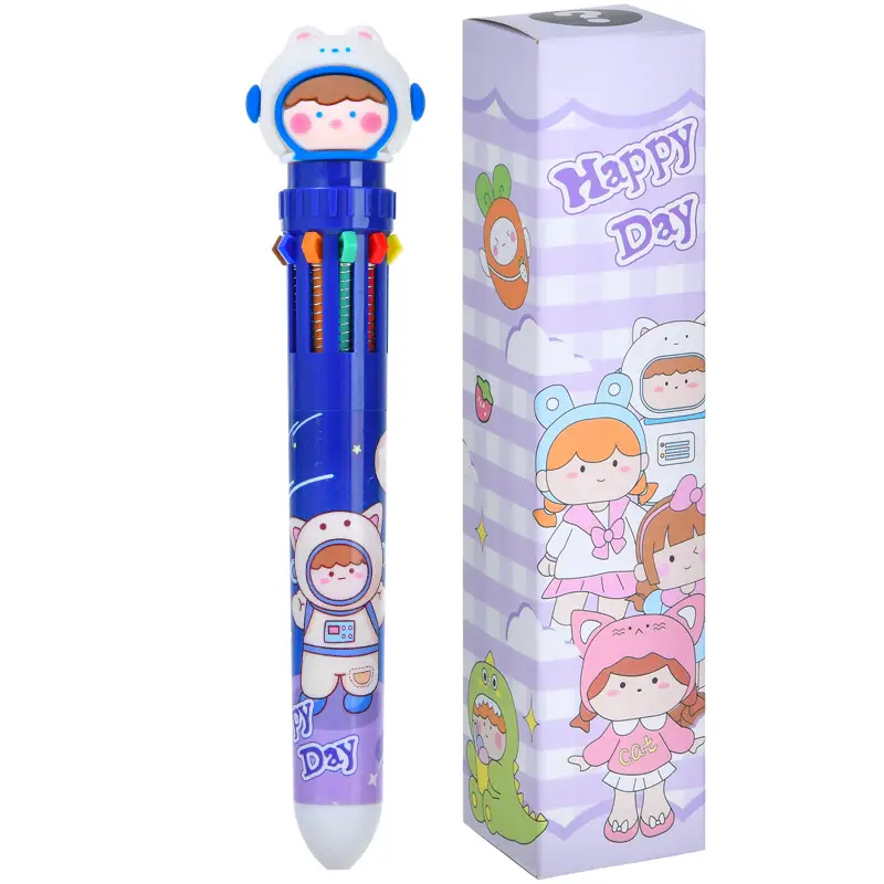 Ten Color Ballpoint Pen Cartoon Cute Creative Multicolor Ballpoint Pen Press Color Multi-function Pen