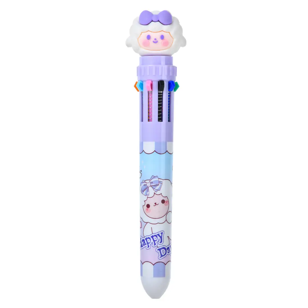 Ten Color Ballpoint Pen Cartoon Cute Creative Multicolor Ballpoint Pen Press Color Multi-function Pen