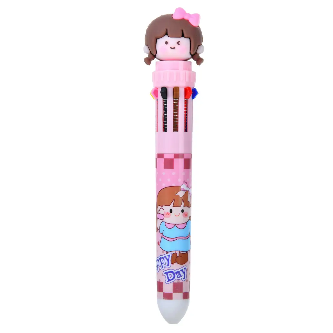 Ten Color Ballpoint Pen Cartoon Cute Creative Multicolor Ballpoint Pen Press Color Multi-function Pen