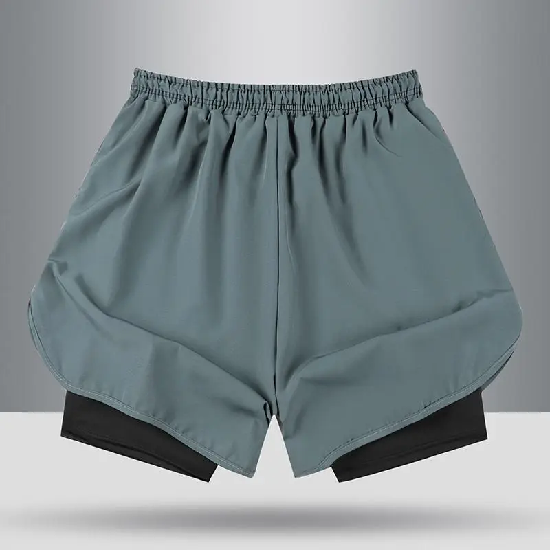 Men Running Shorts Grey Black Lining Summer Sports - Image 5