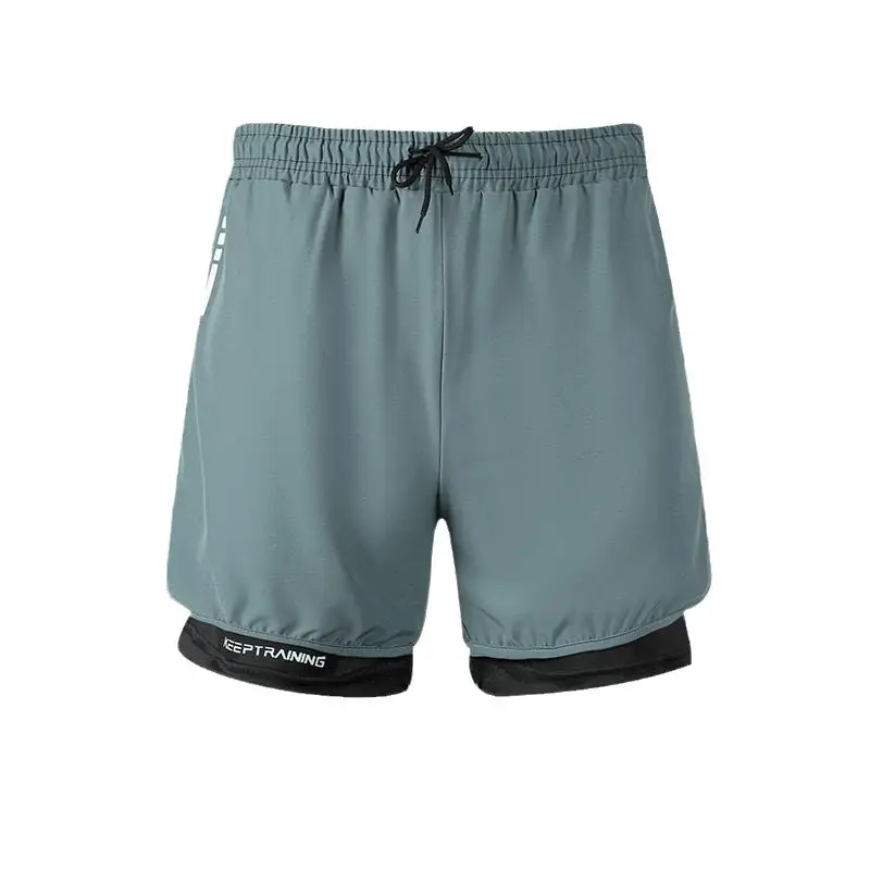 Men Running Shorts Grey Black Lining Summer Sports - Image 7