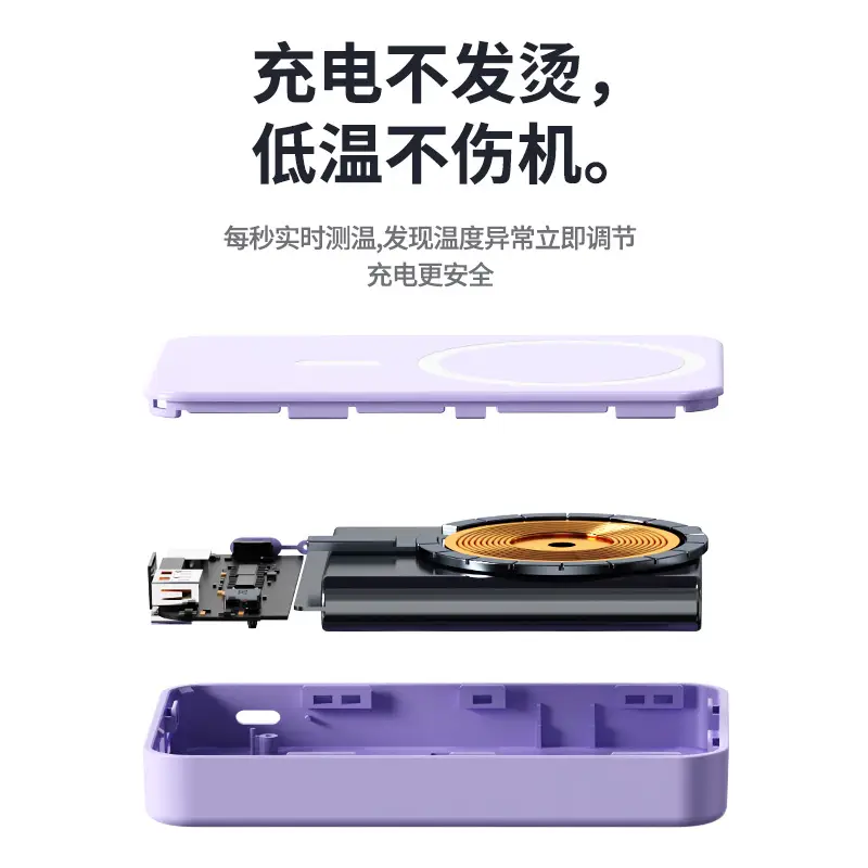 Magsafe Magnetic Wireless Power Bank 10000 Mah Compact, Lightweight and Portable Fast Charging Mobile Power Supply with Built-In Stand