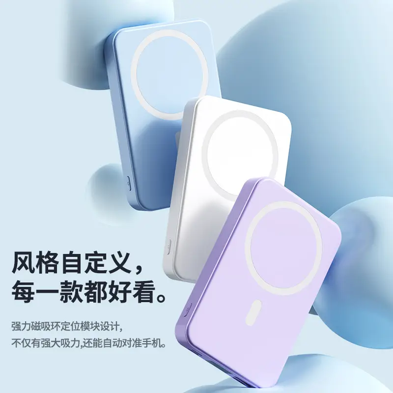 Magsafe Magnetic Wireless Power Bank 10000 Mah Compact, Lightweight and Portable Fast Charging Mobile Power Supply with Built-In Stand