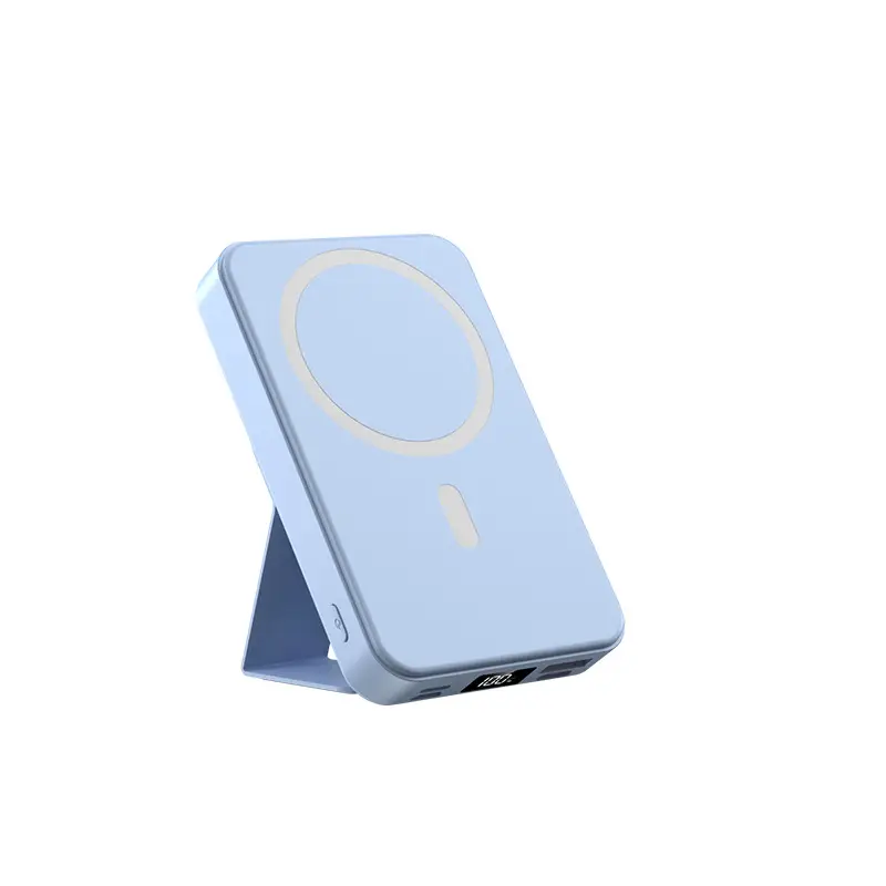 Magsafe Magnetic Wireless Power Bank 10000 Mah Compact, Lightweight and Portable Fast Charging Mobile Power Supply with Built-In Stand