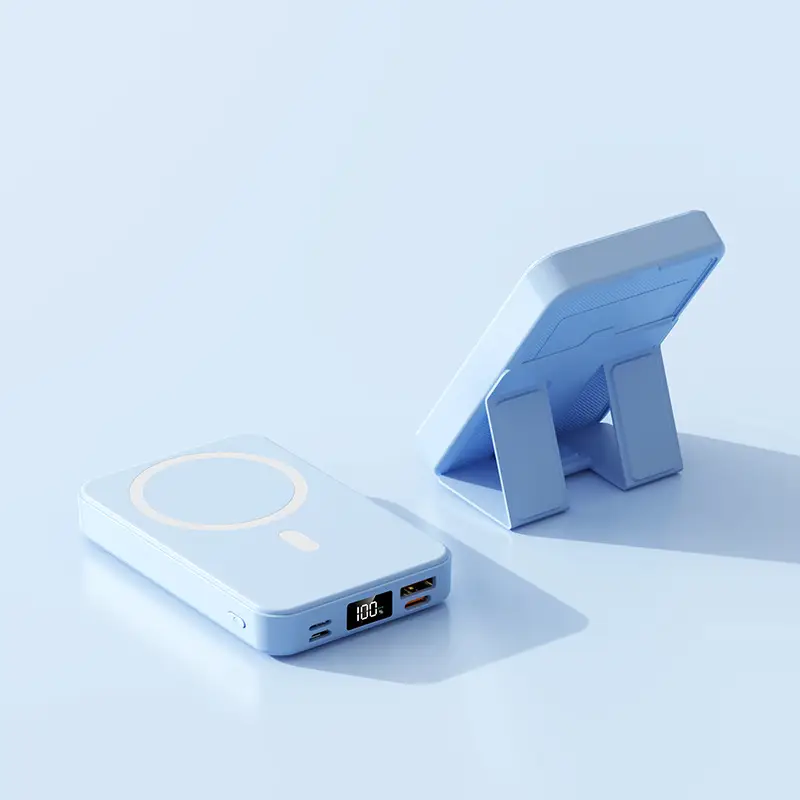 Magsafe Magnetic Wireless Power Bank 10000 Mah Compact, Lightweight and Portable Fast Charging Mobile Power Supply with Built-In Stand