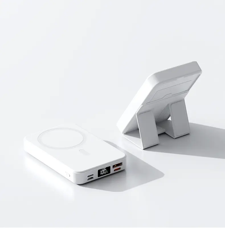 Magsafe Magnetic Wireless Power Bank 10000 Mah Compact, Lightweight and Portable Fast Charging Mobile Power Supply with Built-In Stand