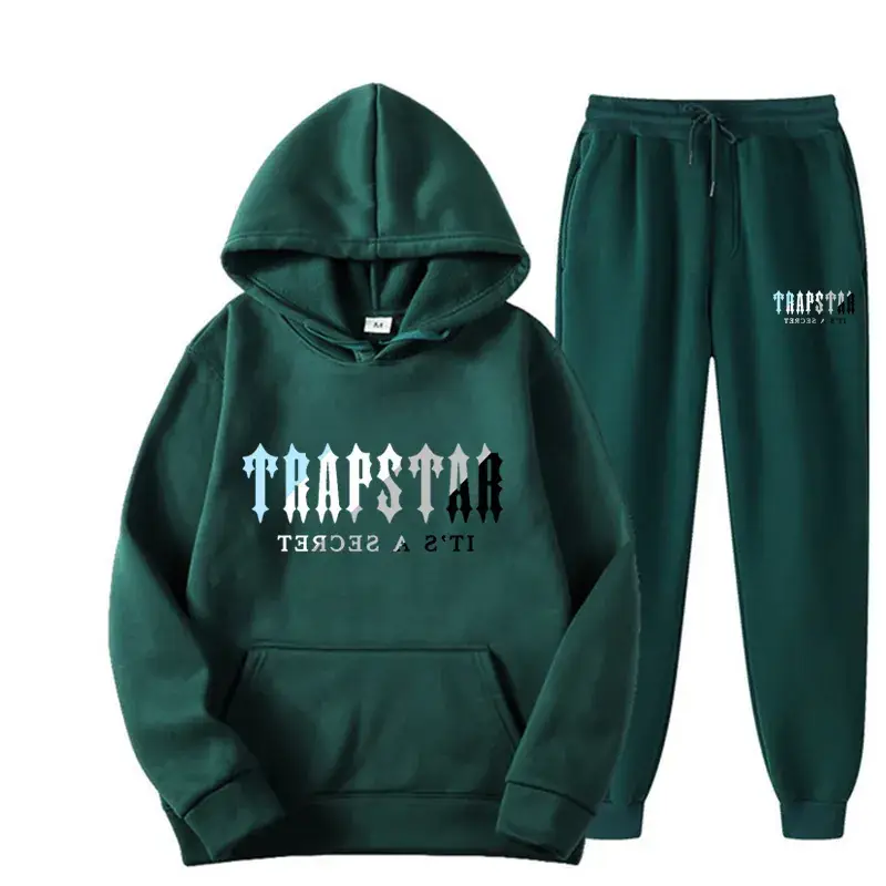 Trapstar Black Hoodie Sweatpants Set for Men Women Fleece Lined