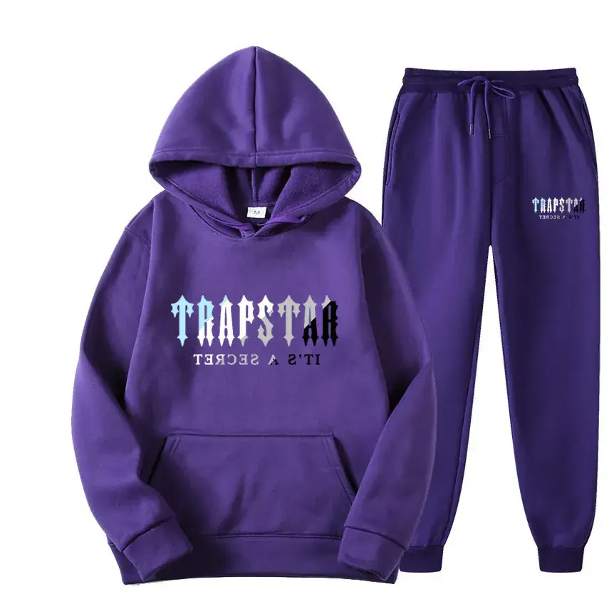 Trapstar Black Hoodie Sweatpants Set for Men Women Fleece Lined