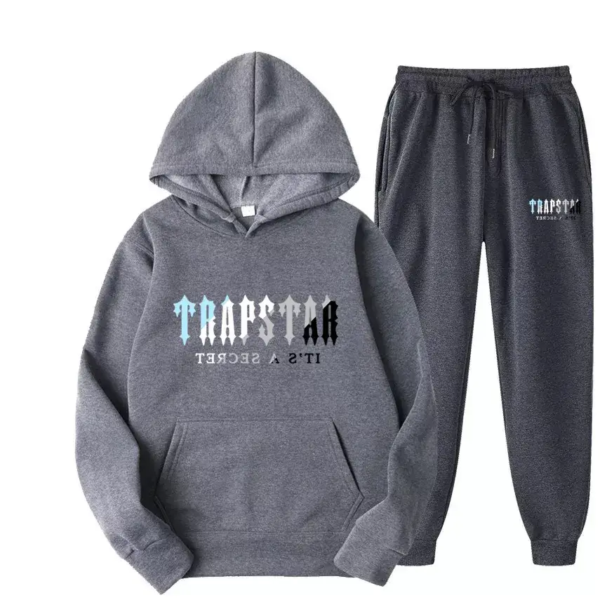 Trapstar Black Hoodie Sweatpants Set for Men Women Fleece Lined