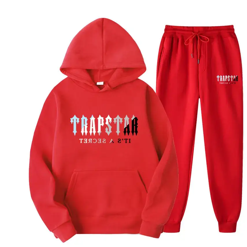 Trapstar Black Hoodie Sweatpants Set for Men Women Fleece Lined