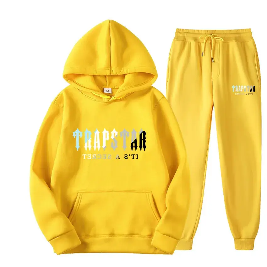 Trapstar Black Hoodie Sweatpants Set for Men Women Fleece Lined