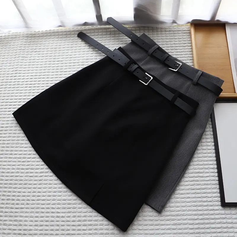 Women Black Belted Hip Skirt 1757 Summer - Image 4