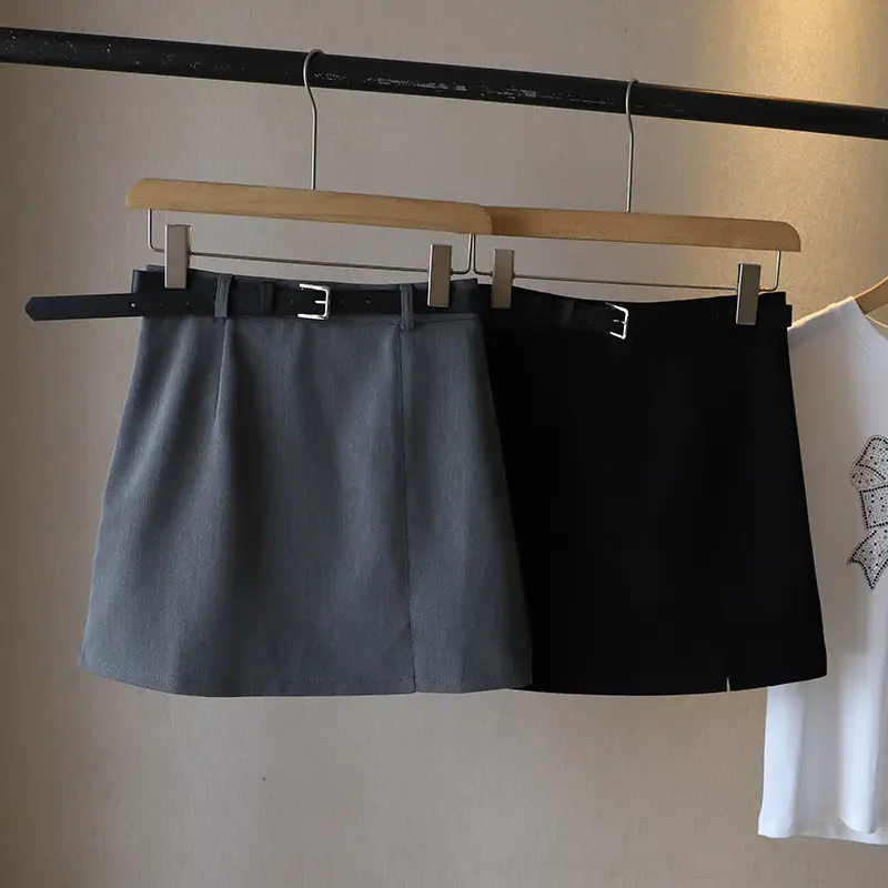 Women Black Belted Hip Skirt 1757 Summer - Image 6