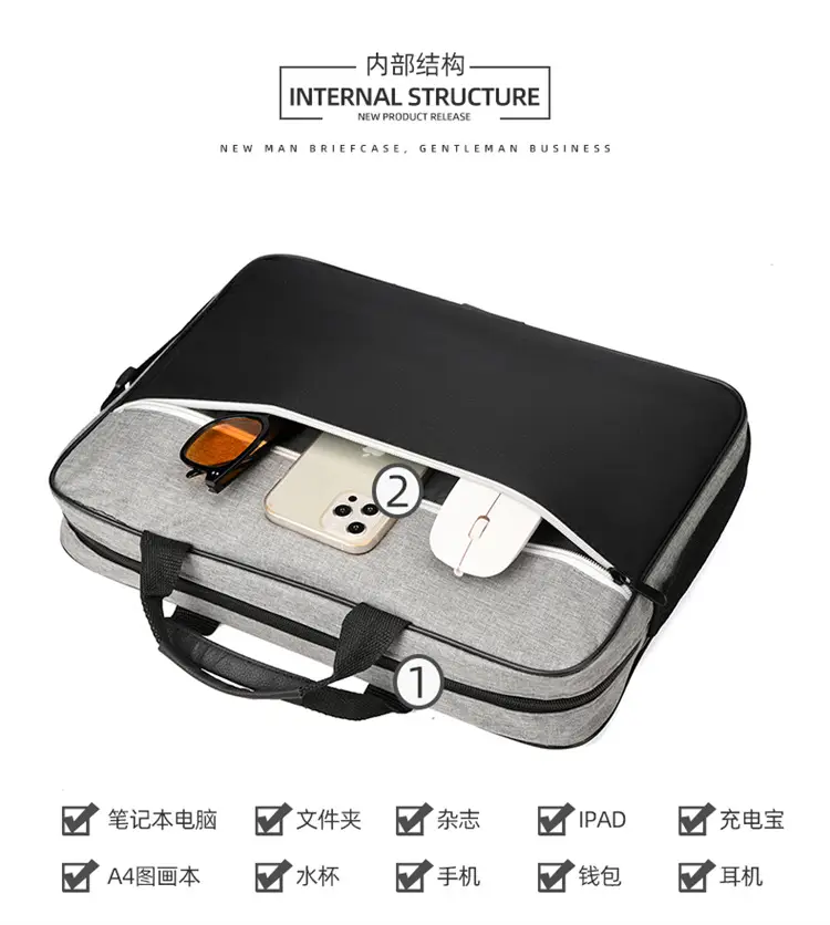 Lightweight Laptop Bag Blue Grey Shoulder Messenger — feature 10