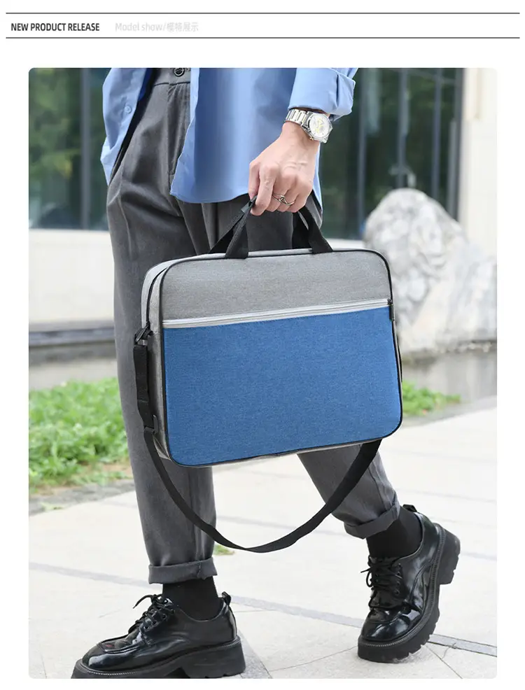 Lightweight Laptop Bag Blue Grey Shoulder Messenger — feature 14