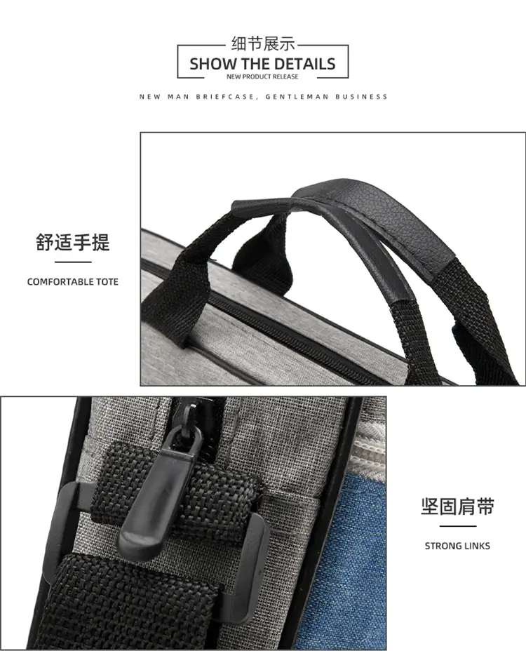 Lightweight Laptop Bag Blue Grey Shoulder Messenger — feature 29