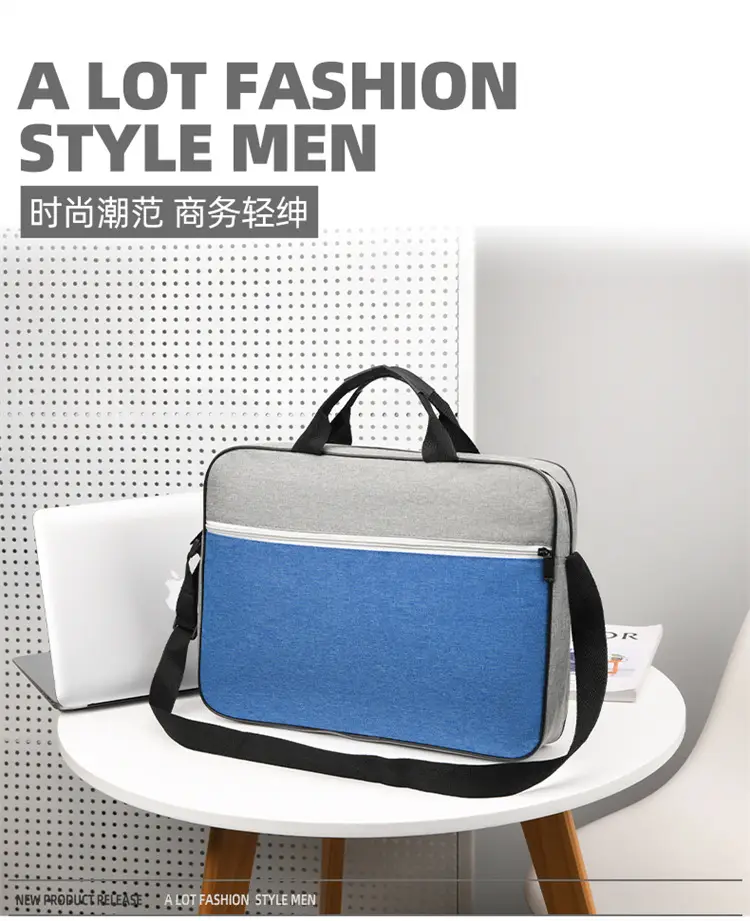 Lightweight Laptop Bag Blue Grey Shoulder Messenger — feature 3