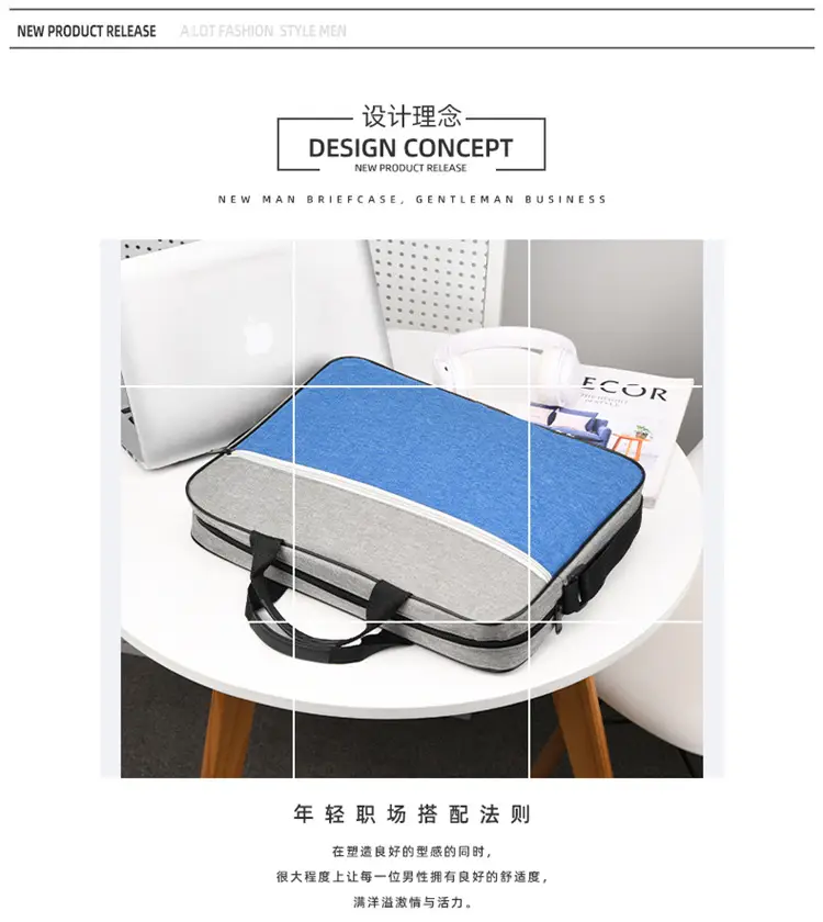 Lightweight Laptop Bag Blue Grey Shoulder Messenger — feature 5