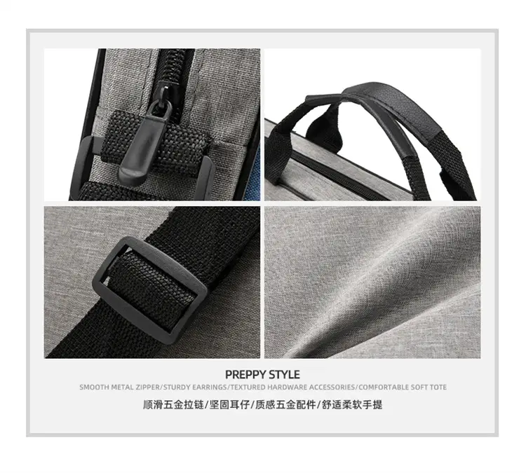 Lightweight Laptop Bag Blue Grey Shoulder Messenger — feature 6