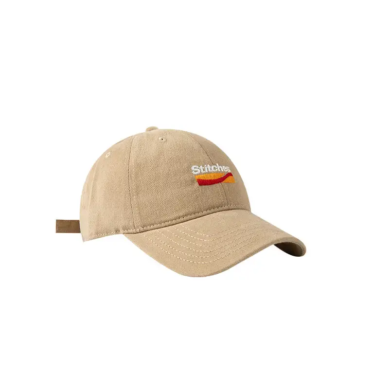 Japanese Baseball Cap with Embroidered Logo, Adjustable Strap, Beige - Image 8