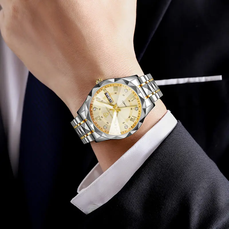 Men's Waterproof Dual Calendar Quartz Watch Blue Dial - Image 9