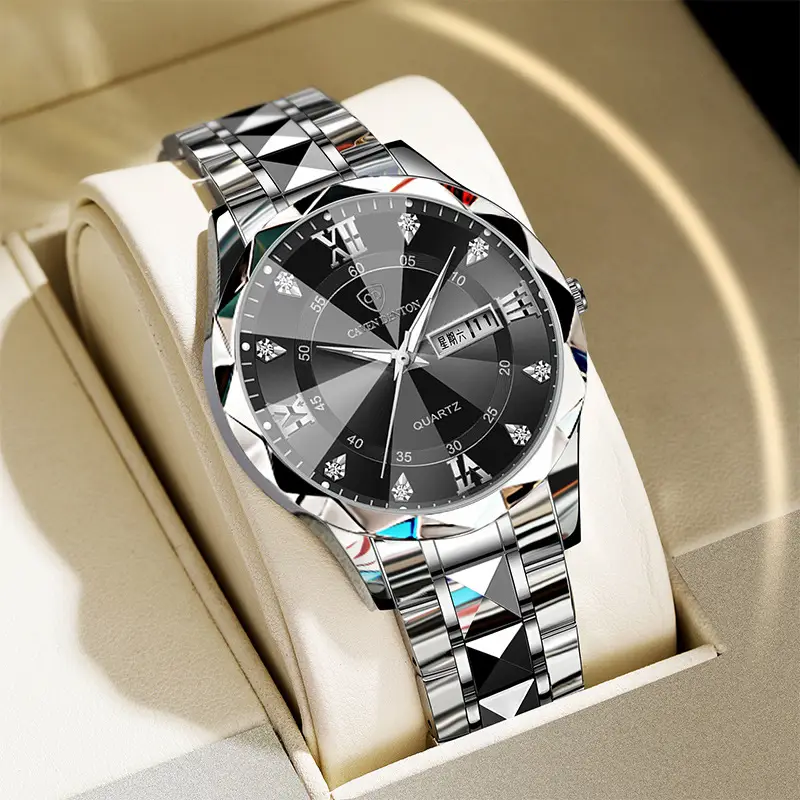 Men's Waterproof Dual Calendar Quartz Watch Blue Dial - Image 10