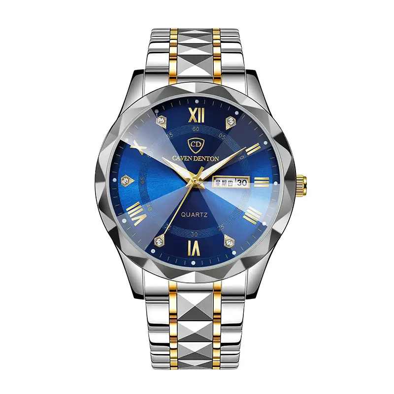 Men's Waterproof Dual Calendar Quartz Watch Blue Dial - Image 12