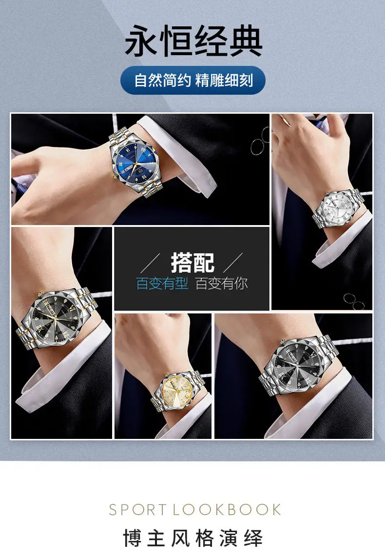 Men's Waterproof Dual Calendar Quartz Watch Blue Dial — feature 12