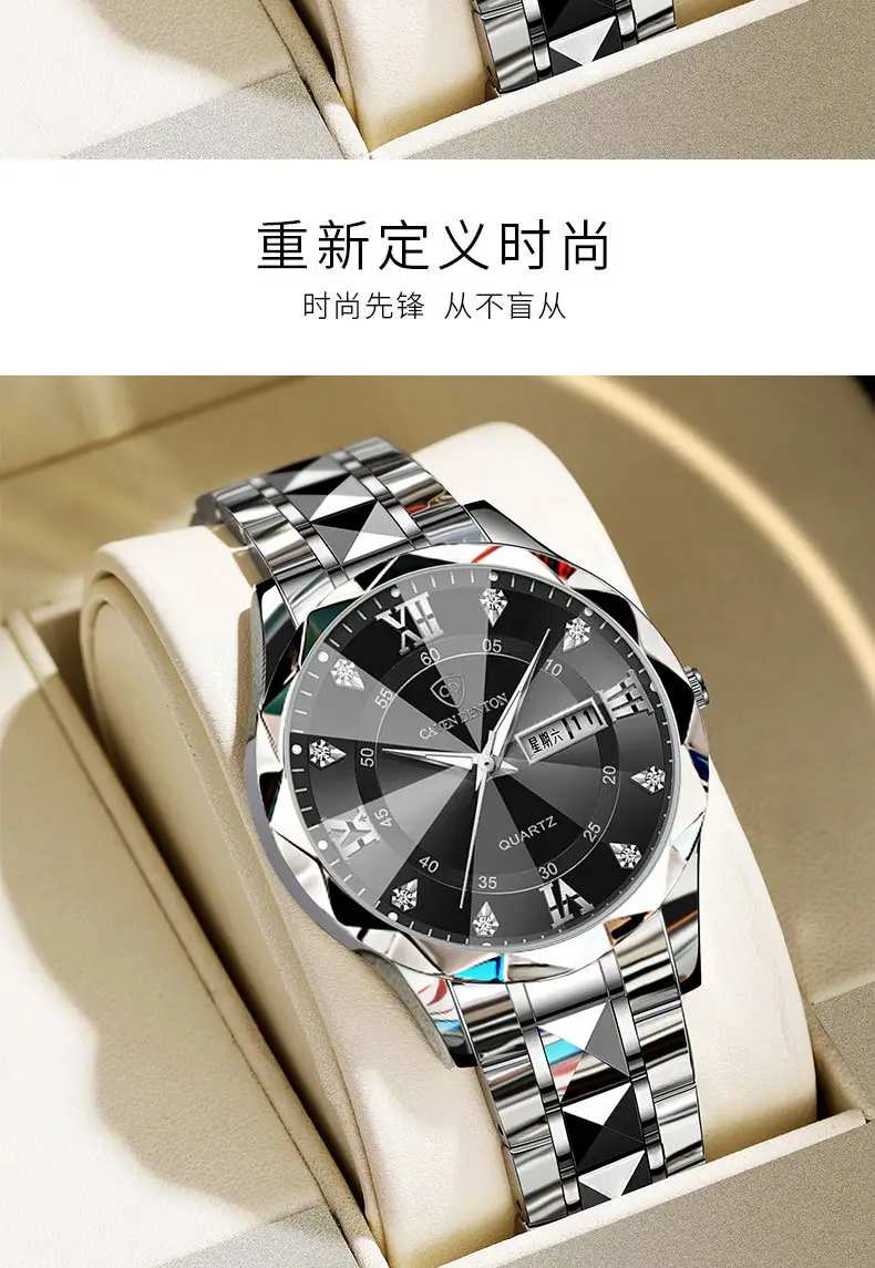 Men's Waterproof Dual Calendar Quartz Watch Blue Dial — feature 19