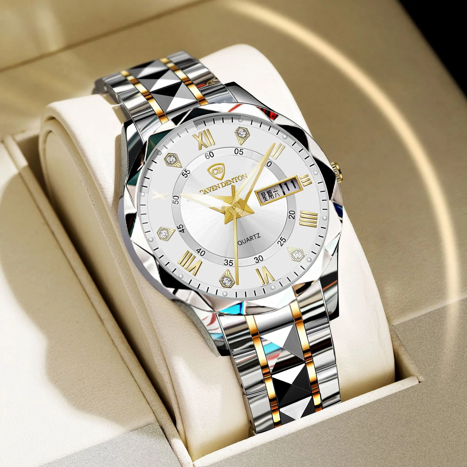 Men's Waterproof Dual Calendar Quartz Watch Blue Dial — feature 20