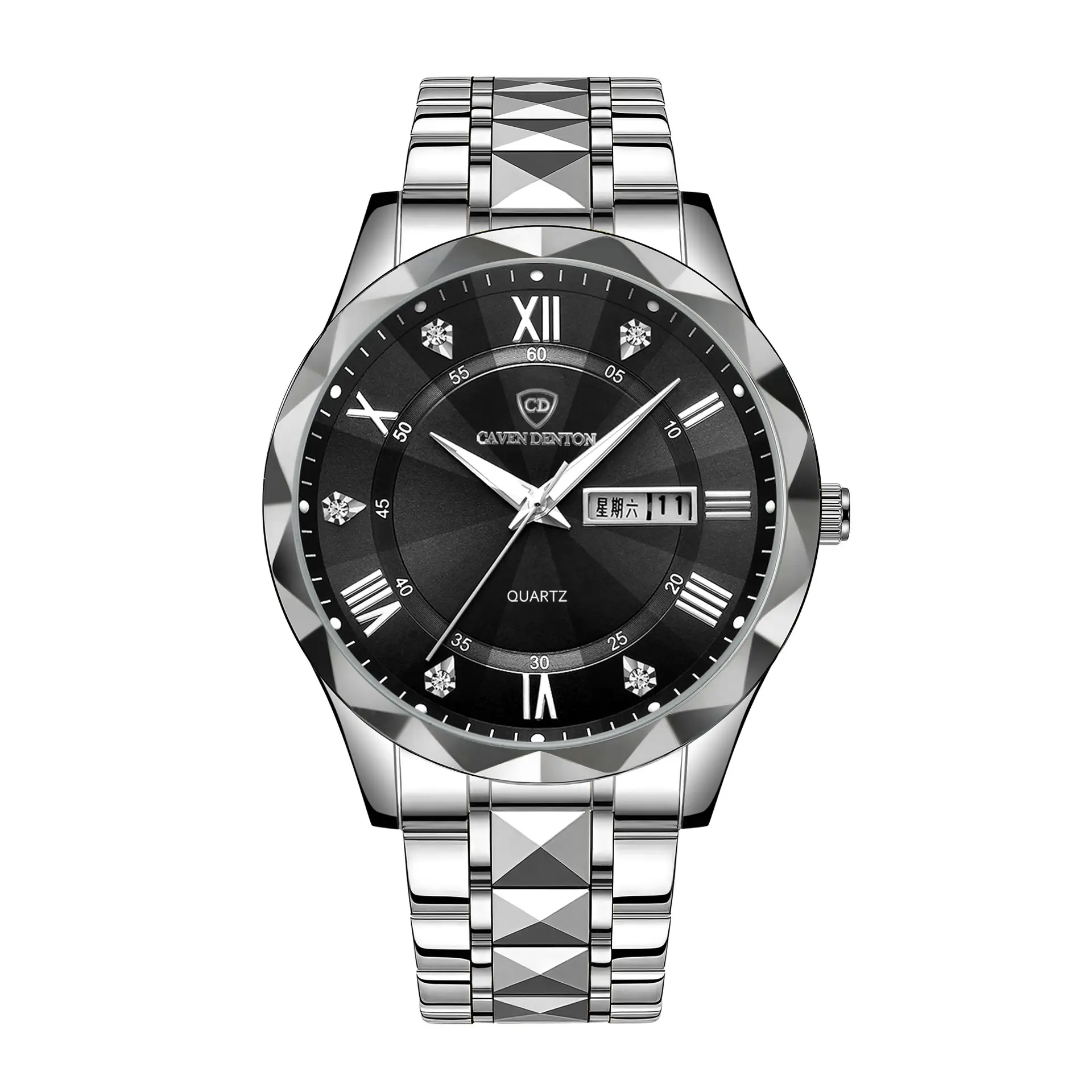 Men's Waterproof Dual Calendar Quartz Watch Blue Dial - Image 5